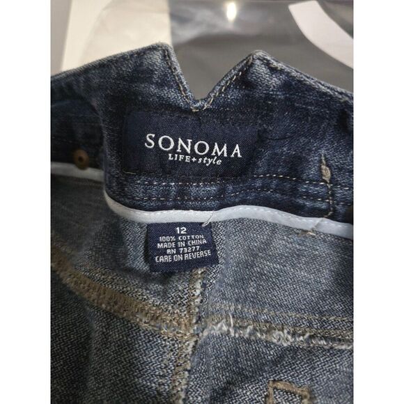 Sonoma Life+Style Womens Denim A-Line Skirt With Back Buckle Size 12 Dark Wash - Picture 6 of 6